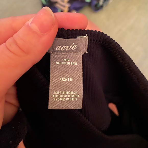 high waisted black ribbed arie bathing suit bottom - Picture 2 of 3